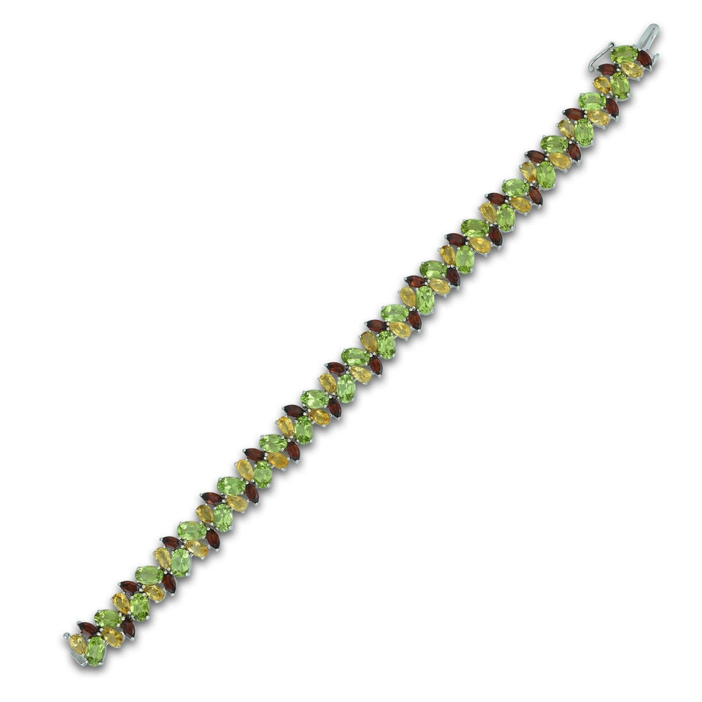 Peridot, Citrine, Garnet Tennis Bracelet in Sterling Silver - jewelerize.com