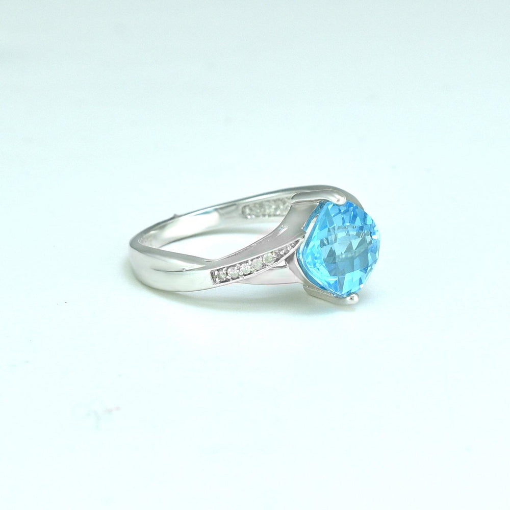 Blue Topaz and Diamond Fashion Ring in Sterling Silver - jewelerize.com