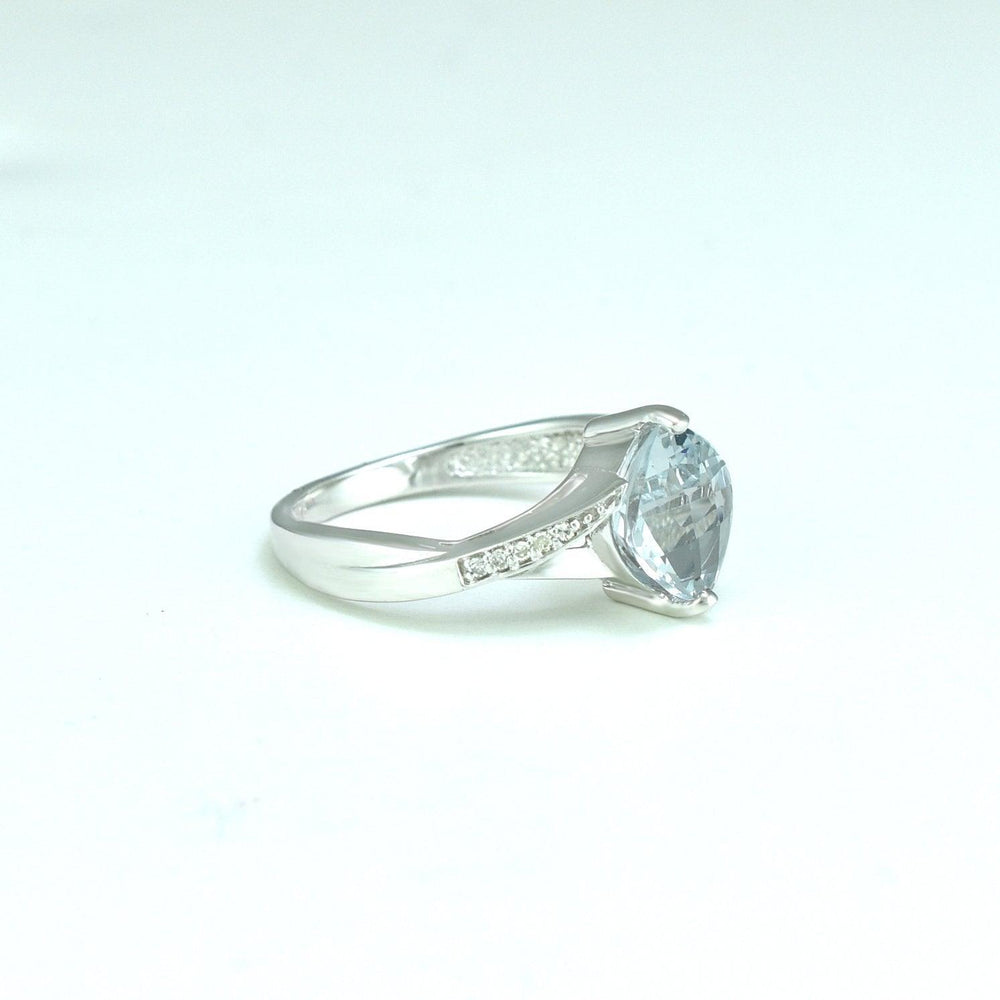 Aquamarine and Diamond Fashion Ring in Sterling Silver - jewelerize.com