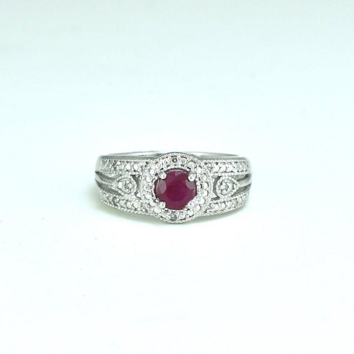 Genuine Ruby and Diamond Accent Fashion Ring in Silver - jewelerize.com