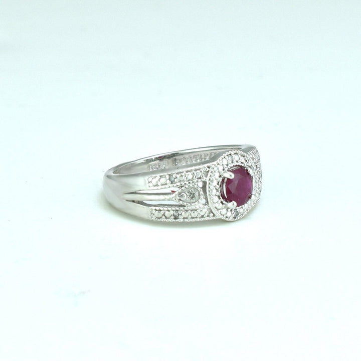 Genuine Ruby and Diamond Accent Fashion Ring in Silver - jewelerize.com