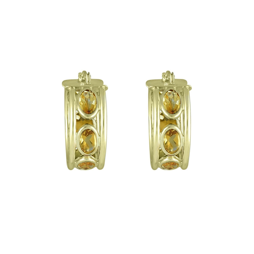 Citrine Huggy Hoop Fashion Earrings in 10K Yellow Gold - jewelerize.com