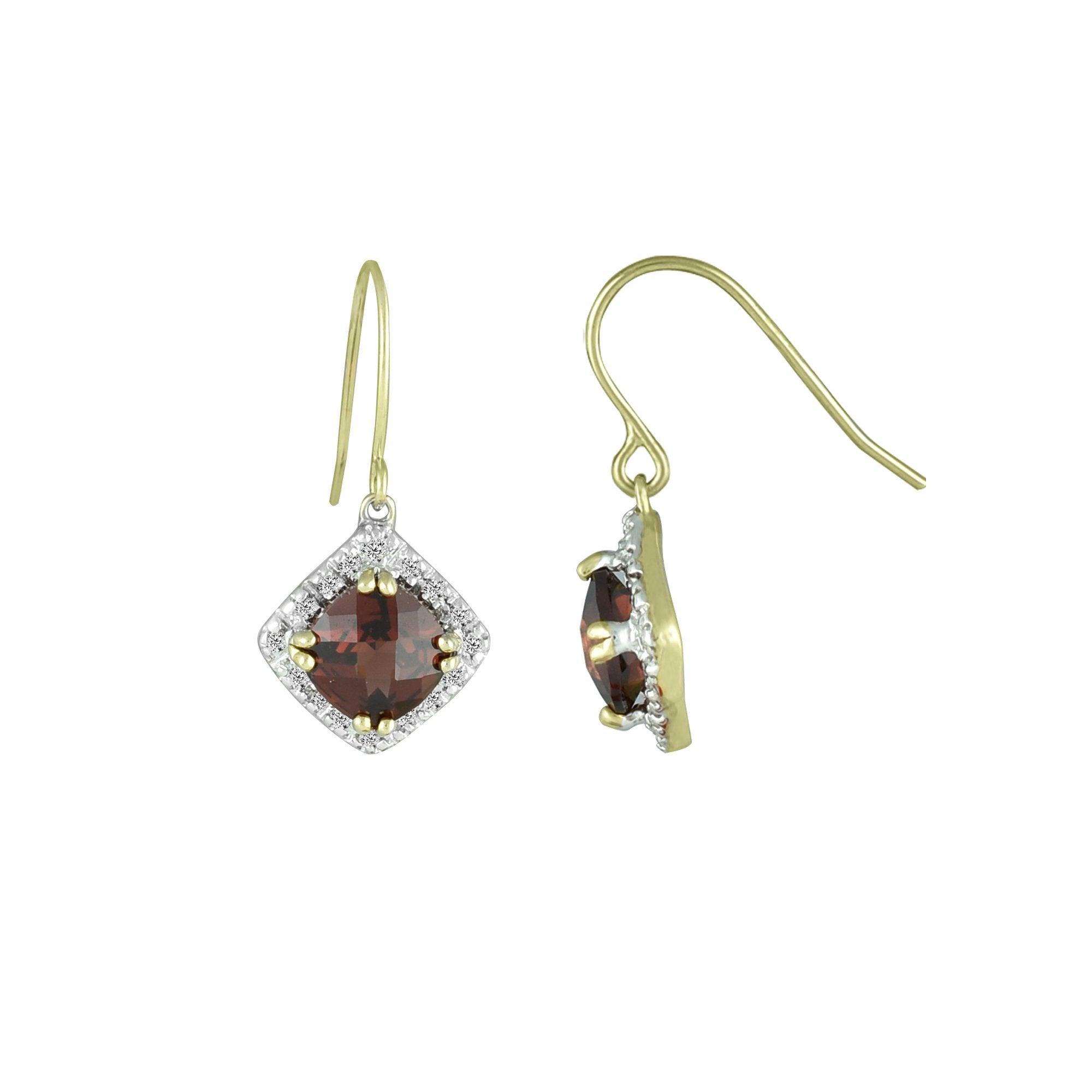 10K SOLID YELLOW GOLD GARNET DANGLE store EARRINGS