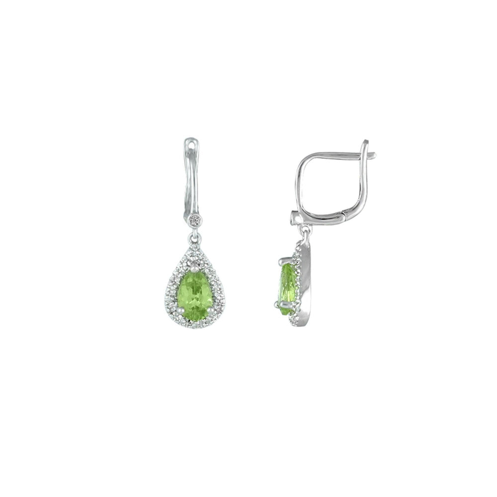 Peridot and Diamond Sterling Silver Earrings - jewelerize.com