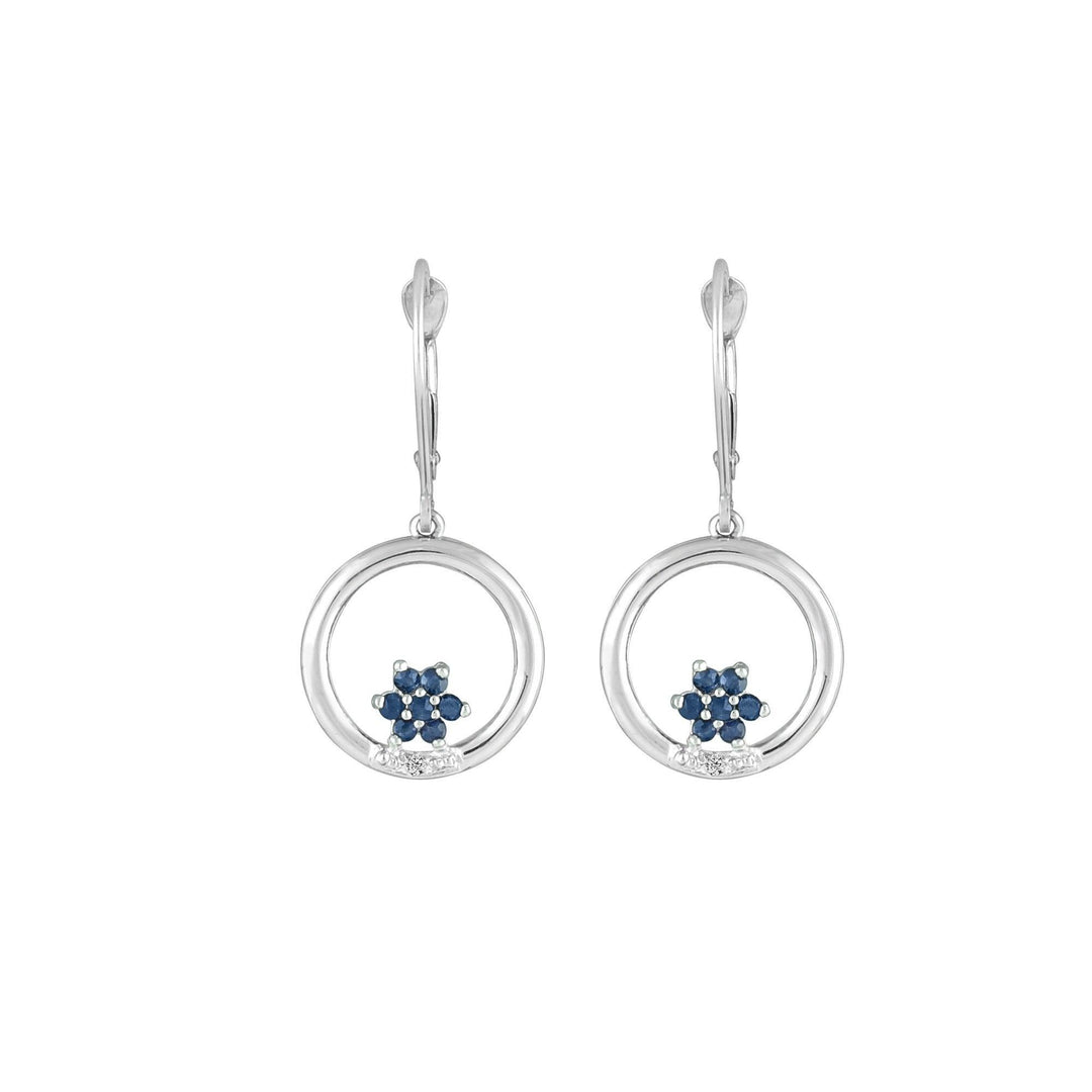 Sapphire and Diamond Dangle Earrings in 10K White Gold - jewelerize.com