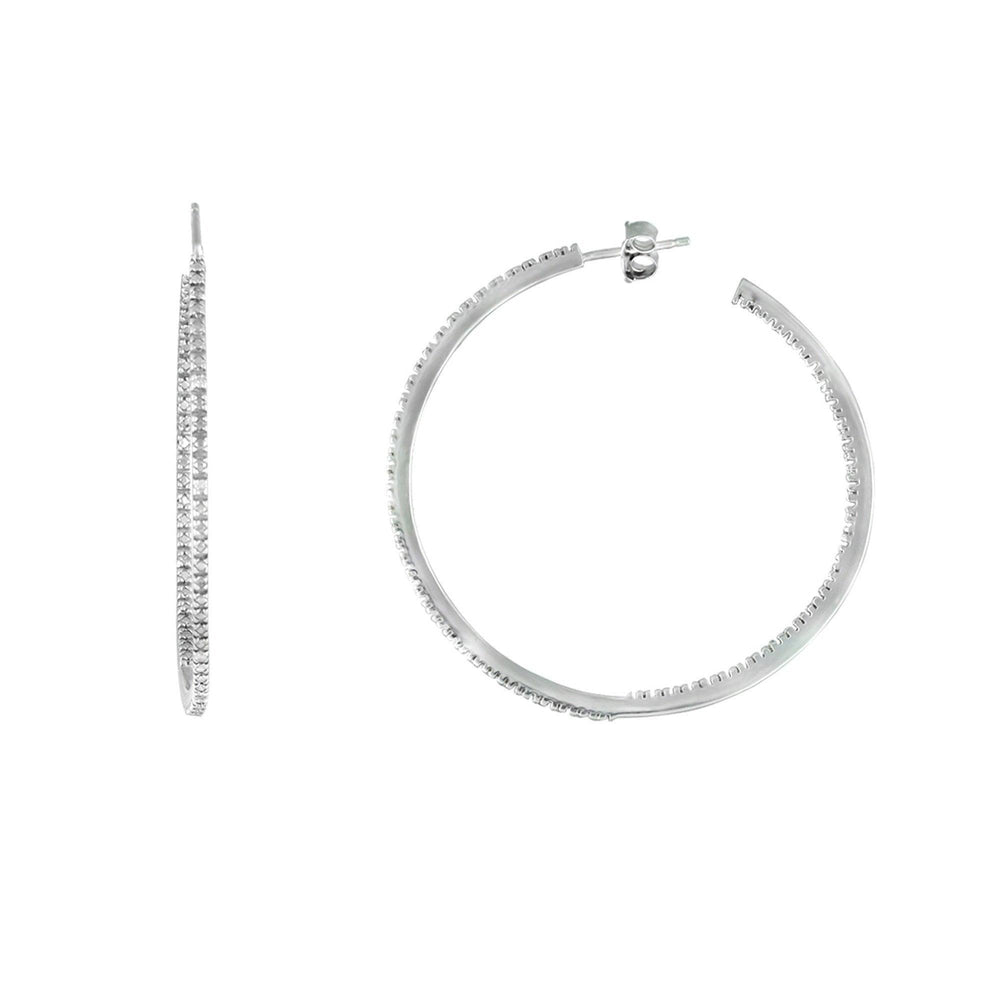 Diamond Hoop Earrings - Fashion Diamond Accent Earrings in Silver - jewelerize.com