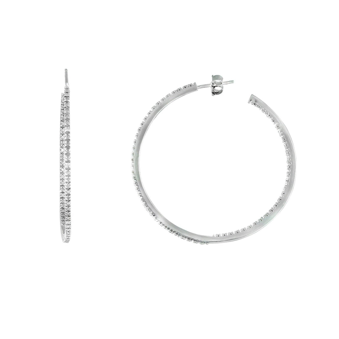 Diamond Hoop Earrings - Fashion Diamond Accent Earrings in Silver - jewelerize.com