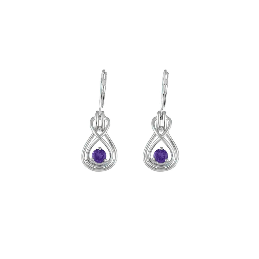 Amethyst Dangle Earrings - Amethyst and Diamond Earrings in Silver - jewelerize.com