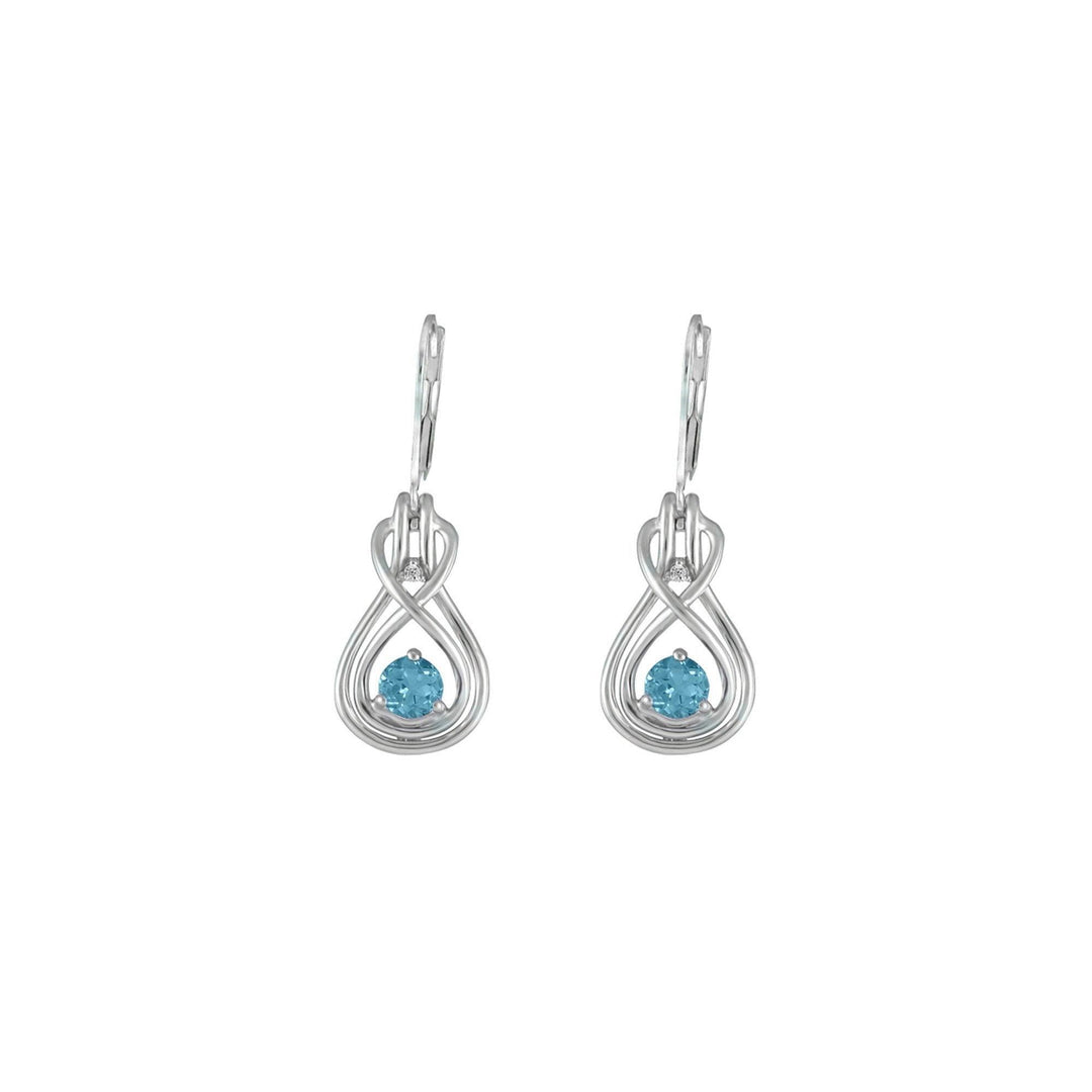 Blue Topaz Dangle Earrings - Blue Topaz and Diamond Earrings in Silver - jewelerize.com