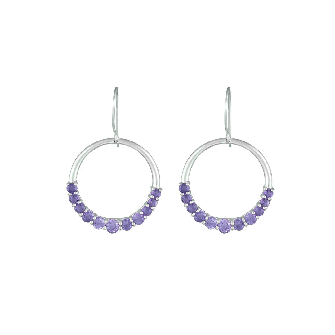 Graduated Amethyst Fashion Dangle Earrings in 10K White Gold - jewelerize.com