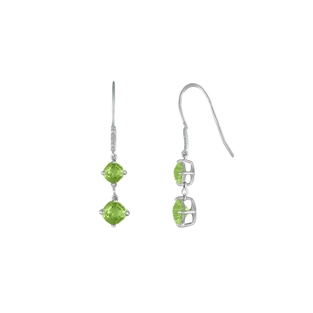 Peridot and Diamond Dangle Silver Earrings - jewelerize.com