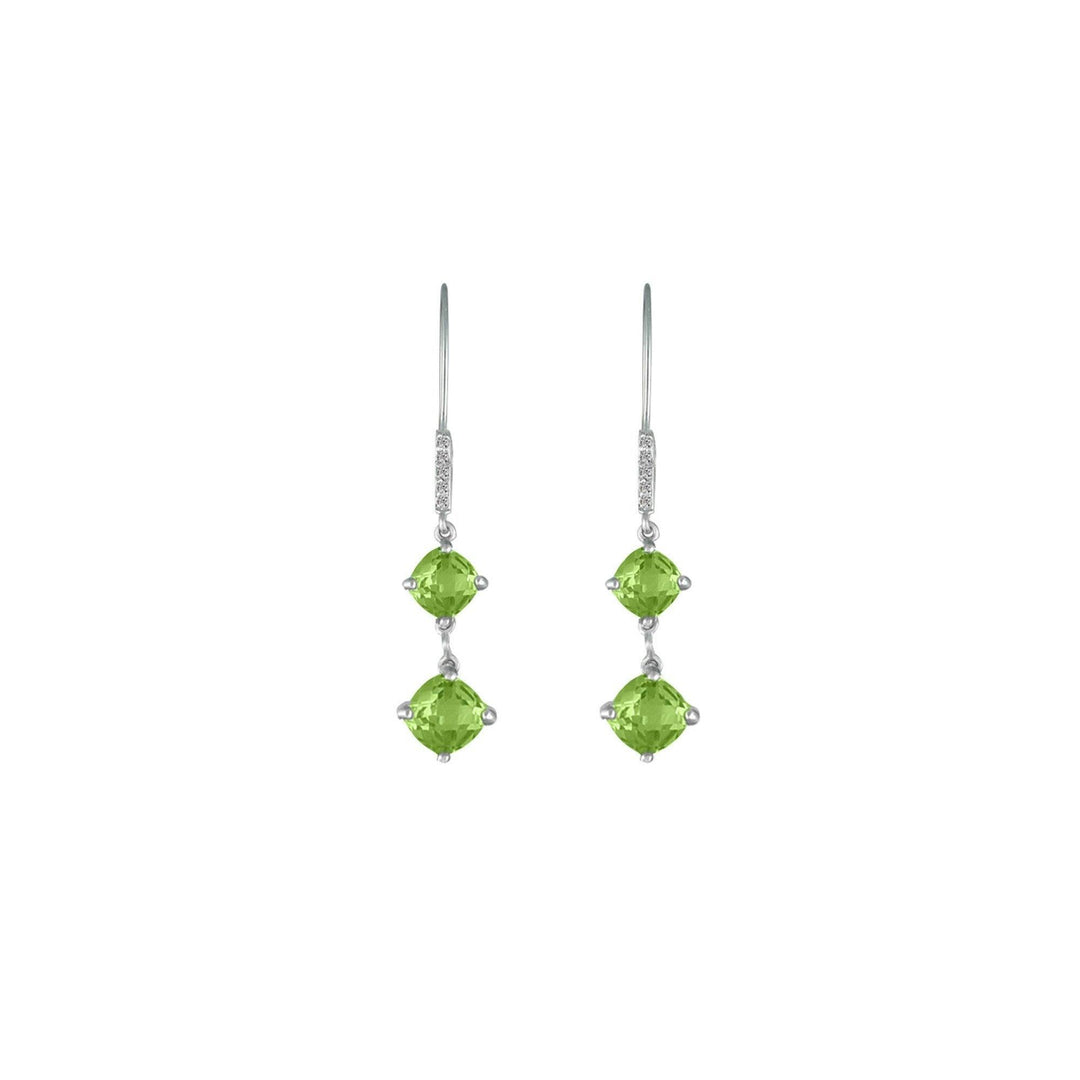 Peridot and Diamond Dangle Silver Earrings - jewelerize.com