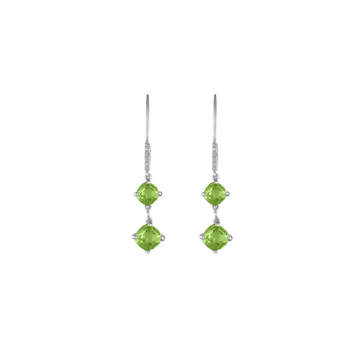 Peridot and Diamond Dangle Silver Earrings - jewelerize.com