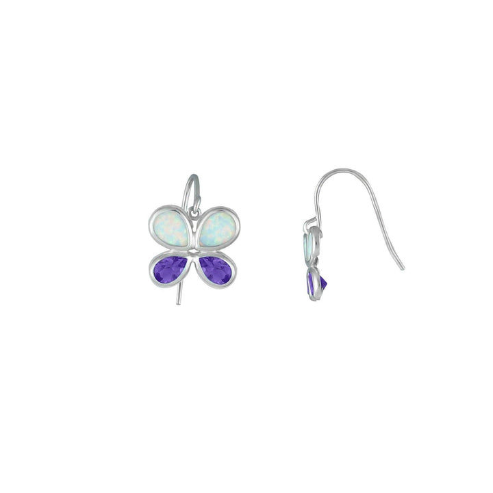 Butterfly Earrings - Created Opal & Purple Amethyst Earrings in Silver - jewelerize.com