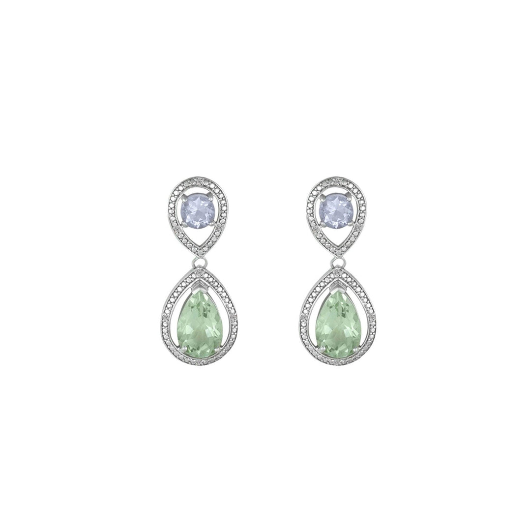 Green and Pink Amethyst Sterling Silver Earrings - jewelerize.com