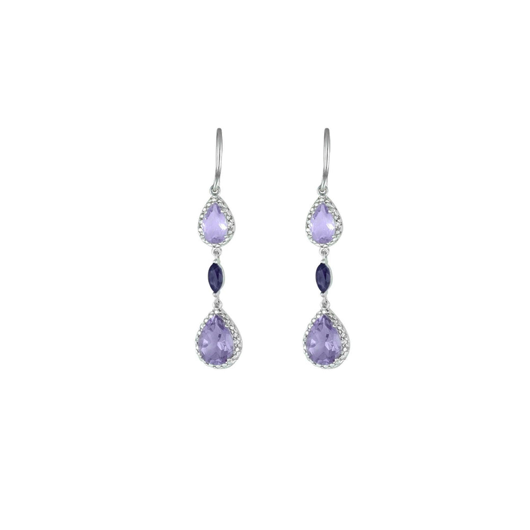 Amethyst, Pink Amethyst and Diamond Earrings - jewelerize.com