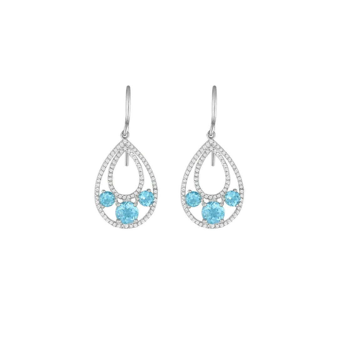 Blue Topaz and Created White Sapphire Dangle Earrings - jewelerize.com