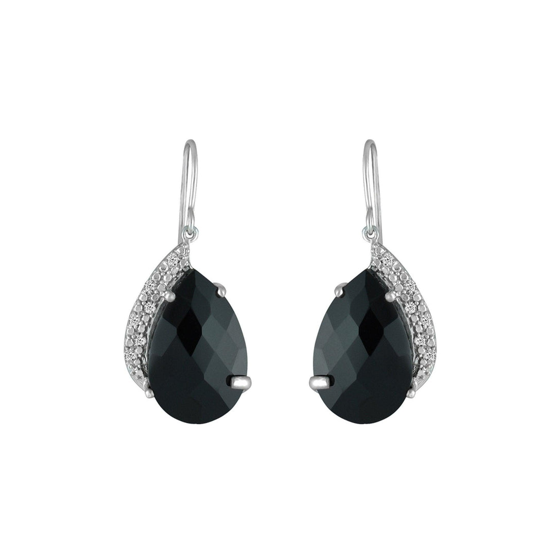 Black Onyx and Diamond Fashion Earrings In Silver - jewelerize.com