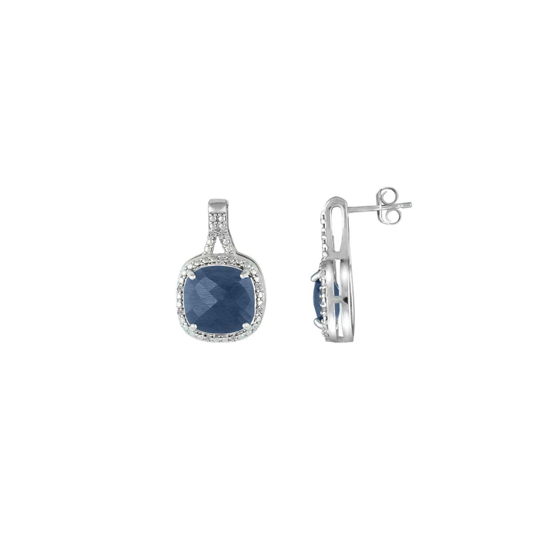 Genuine Sapphire and Diamond Accent Silver Earrings - jewelerize.com