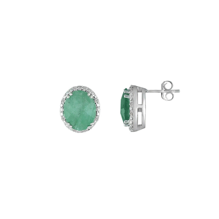 Genuine Emerald and Diamond Accent Stud Earrings - jewelerize.com