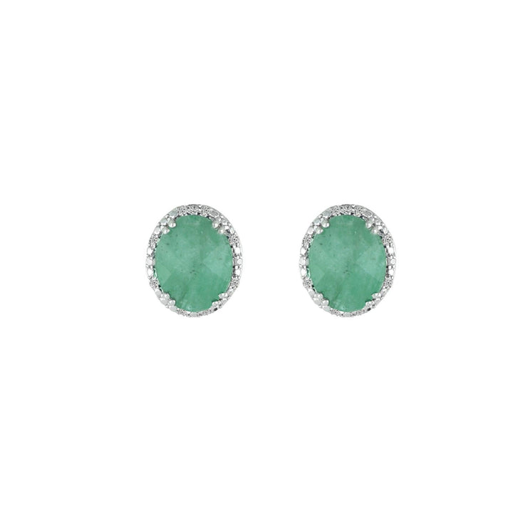 Genuine Emerald and Diamond Accent Stud Earrings - jewelerize.com