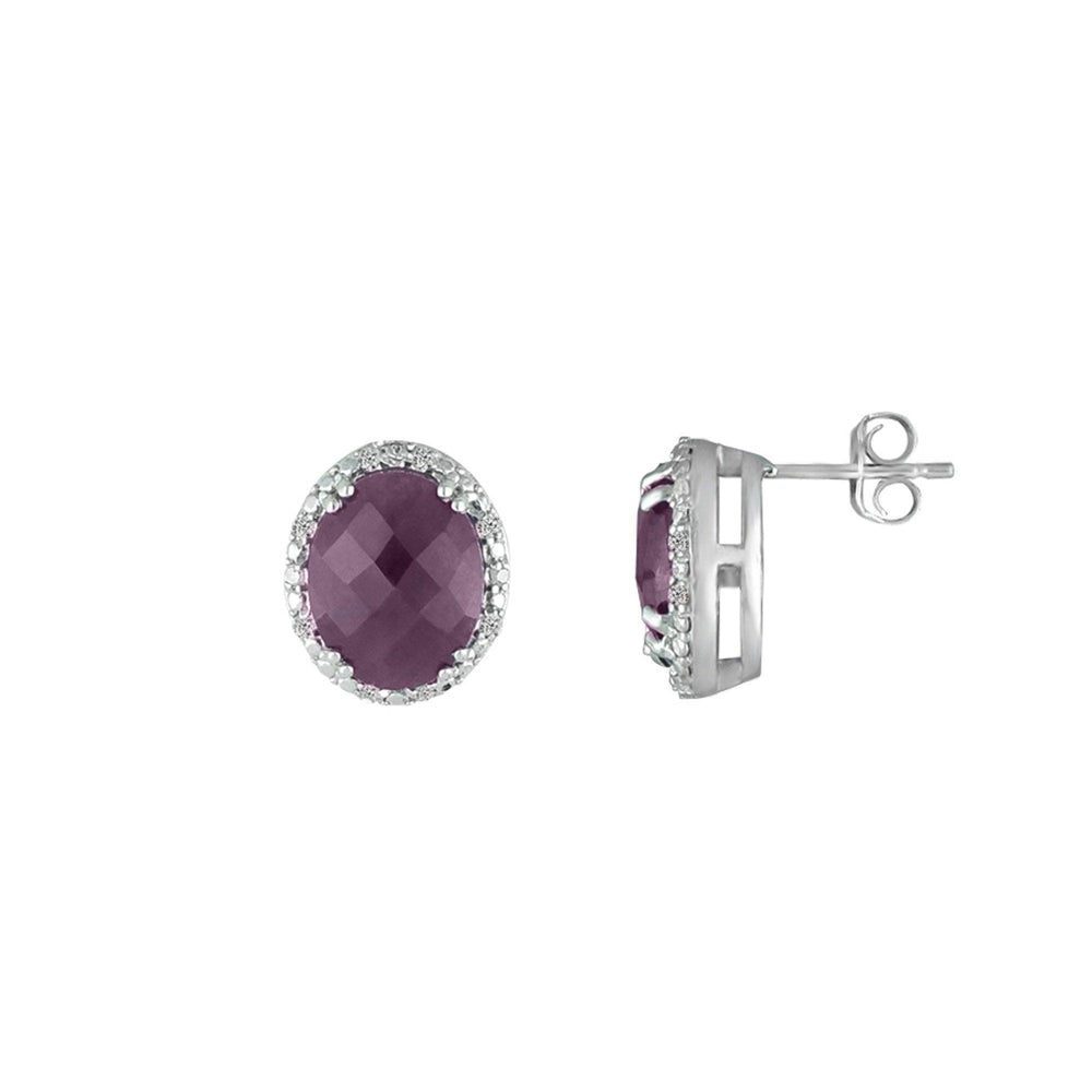 Genuine Ruby and Diamond Accent Stud Earrings - jewelerize.com