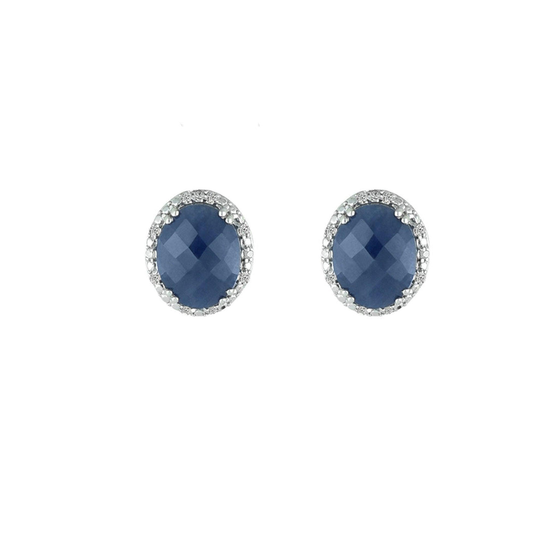 Genuine Sapphire and Diamond Accent Stud Earrings - jewelerize.com