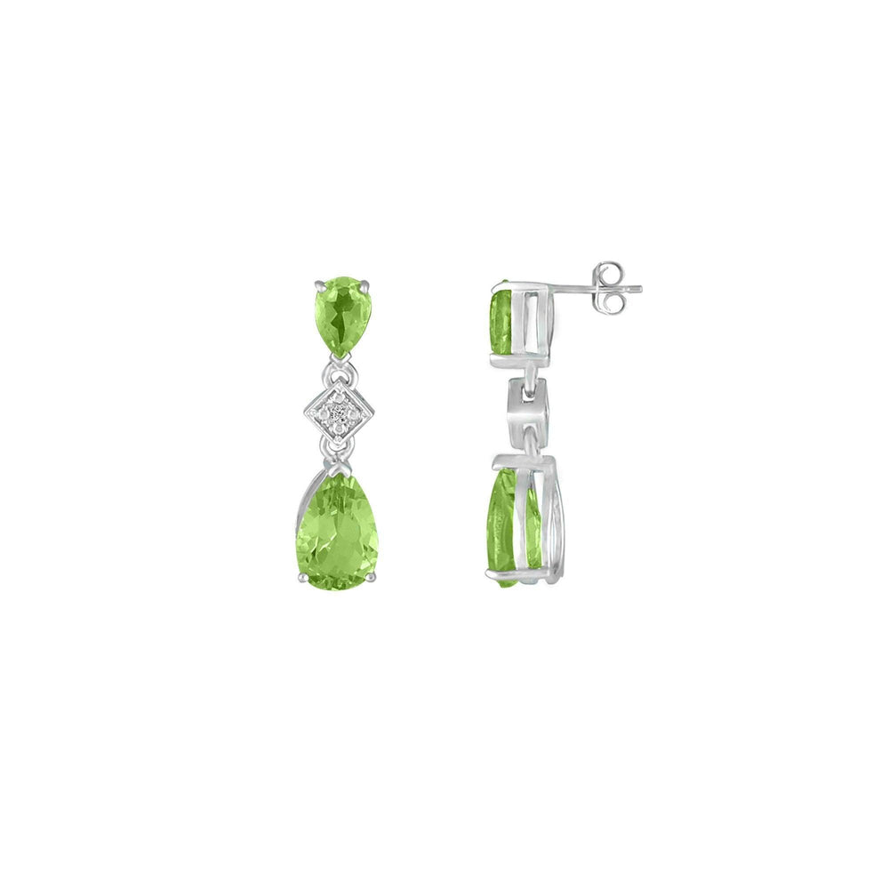 Peridot and Diamond Accent Fashion Drop Earrings in Silver - jewelerize.com