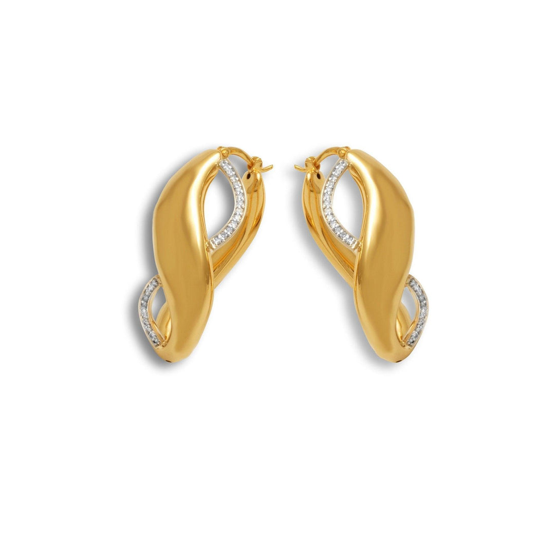 14K Yellow Gold and Diamond Innovoro® Lightweight Hoop Earrings - jewelerize.com