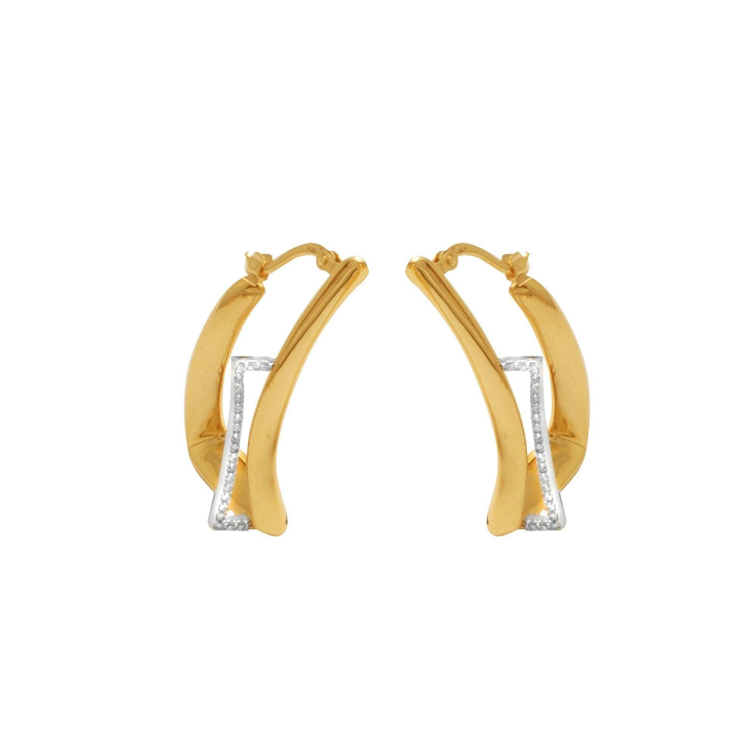 14K Yellow Gold and Diamond Innovoro® Lightweight Hoop Earrings - jewelerize.com