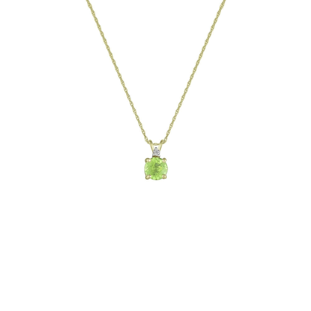 Peridot Necklace - Peridot & Diamond Accent Stud Pendant in 10k Yellow Gold - jewelerize.com