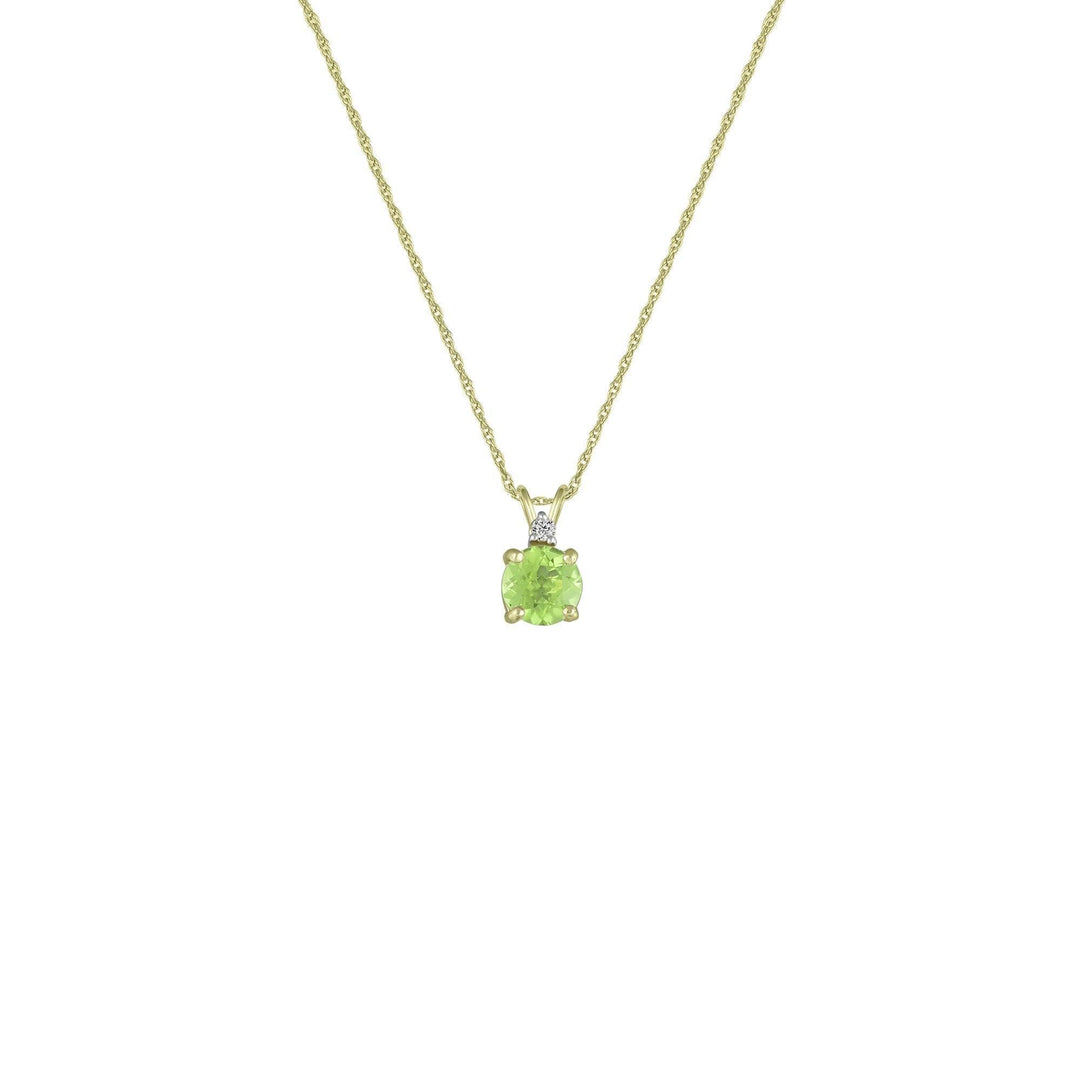 Peridot Necklace - Peridot & Diamond Accent Stud Pendant in 10k Yellow Gold - jewelerize.com