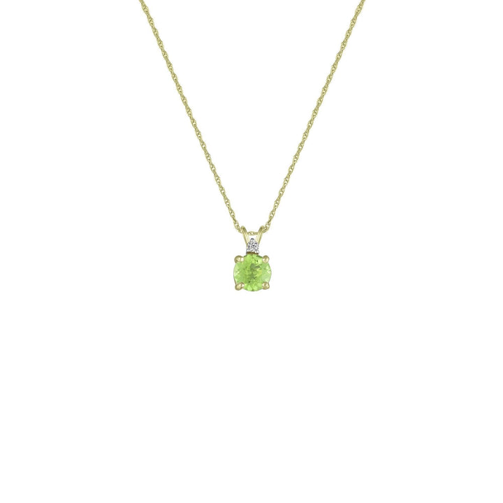 Peridot Necklace - Peridot & Diamond Accent Stud Pendant in 10k Yellow Gold - jewelerize.com