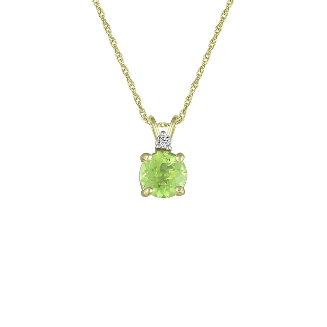 Peridot Necklace - Peridot & Diamond Accent Stud Pendant in 10k Yellow Gold - jewelerize.com