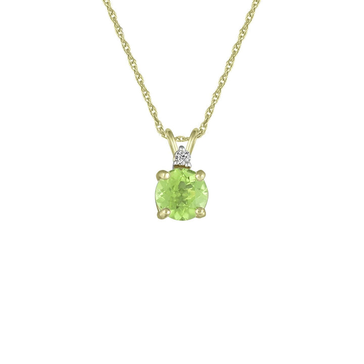 Peridot Necklace - Peridot & Diamond Accent Stud Pendant in 10k Yellow Gold - jewelerize.com