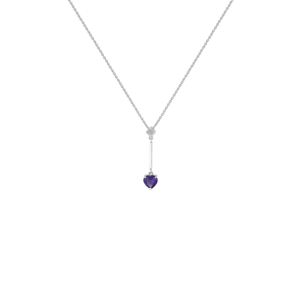 Amethyst Necklace - Amethyst Heart & Diamond Accent Pendant - jewelerize.com