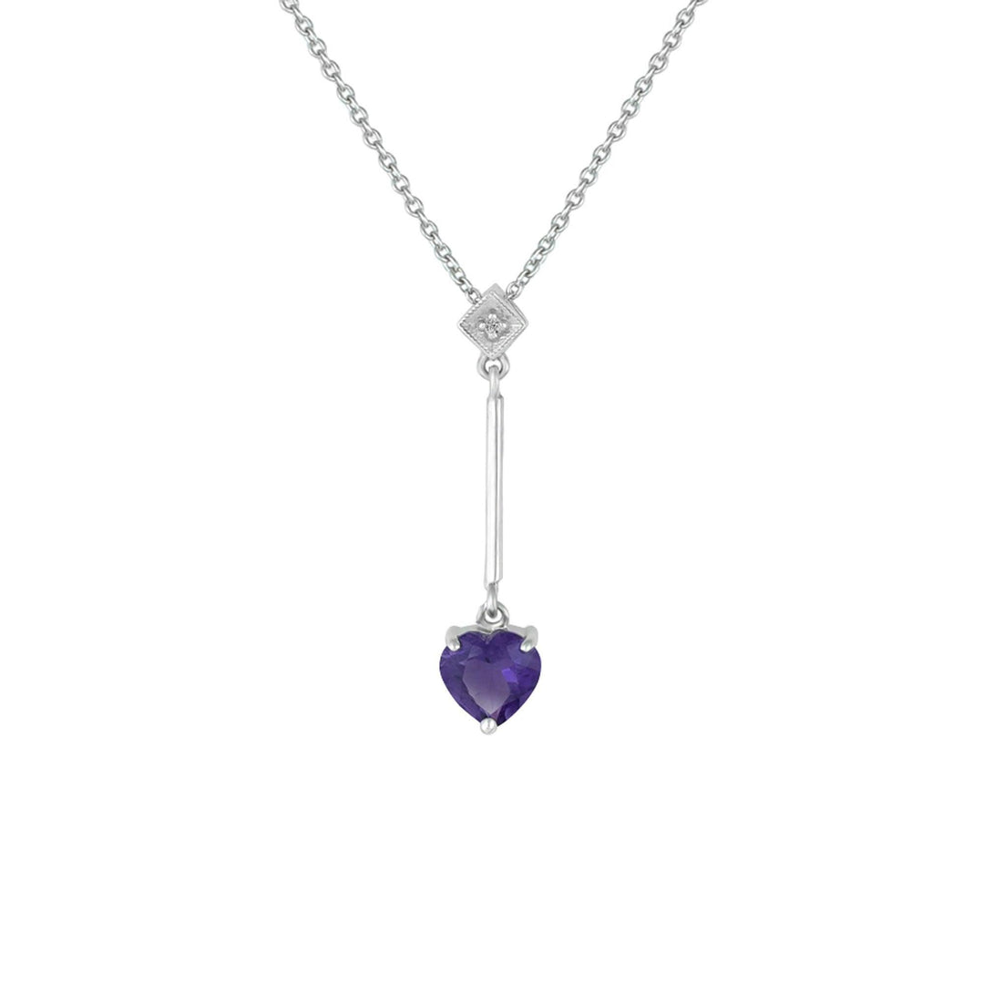 Amethyst Necklace - Amethyst Heart & Diamond Accent Pendant - jewelerize.com