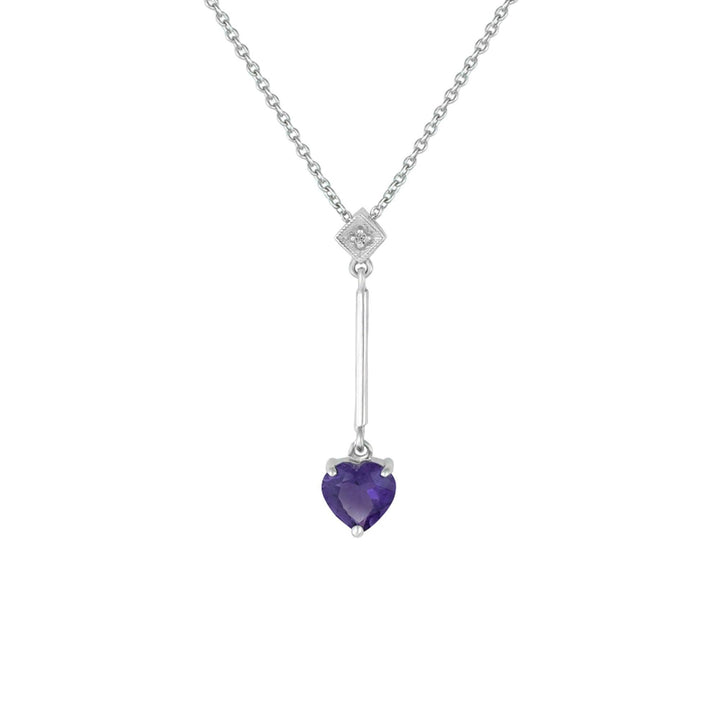 Amethyst Necklace - Amethyst Heart & Diamond Accent Pendant - jewelerize.com