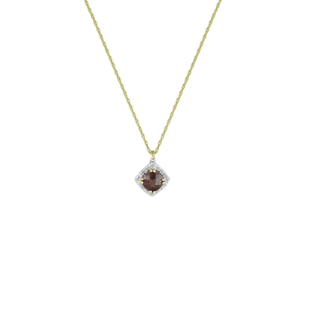 Garnet and Diamond Fashion Pendant in 10K Yellow Gold - jewelerize.com