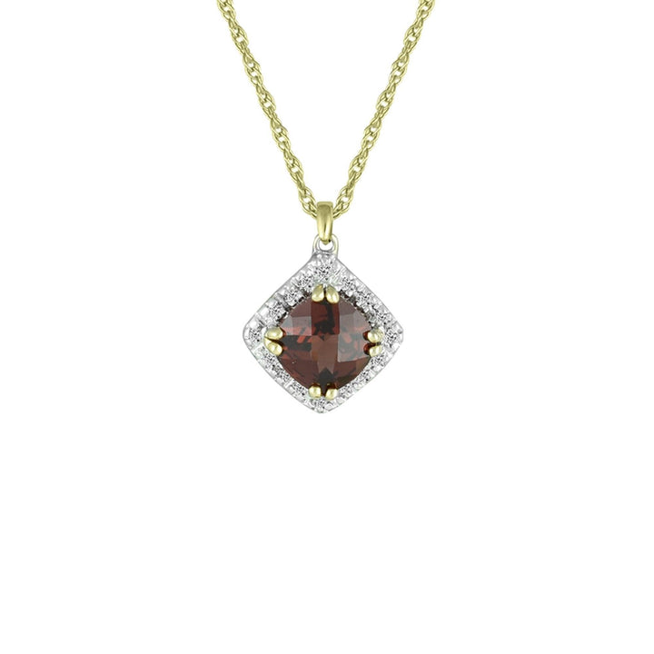 Garnet and Diamond Fashion Pendant in 10K Yellow Gold - jewelerize.com