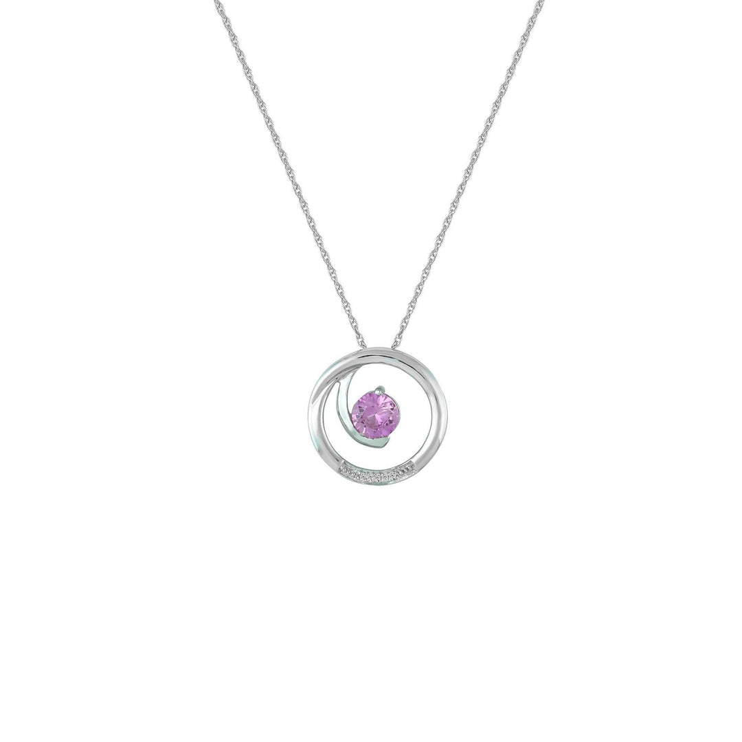 Created Pink Sapphire and Diamond Accent Fashion Pendant in 10K White Gold - jewelerize.com