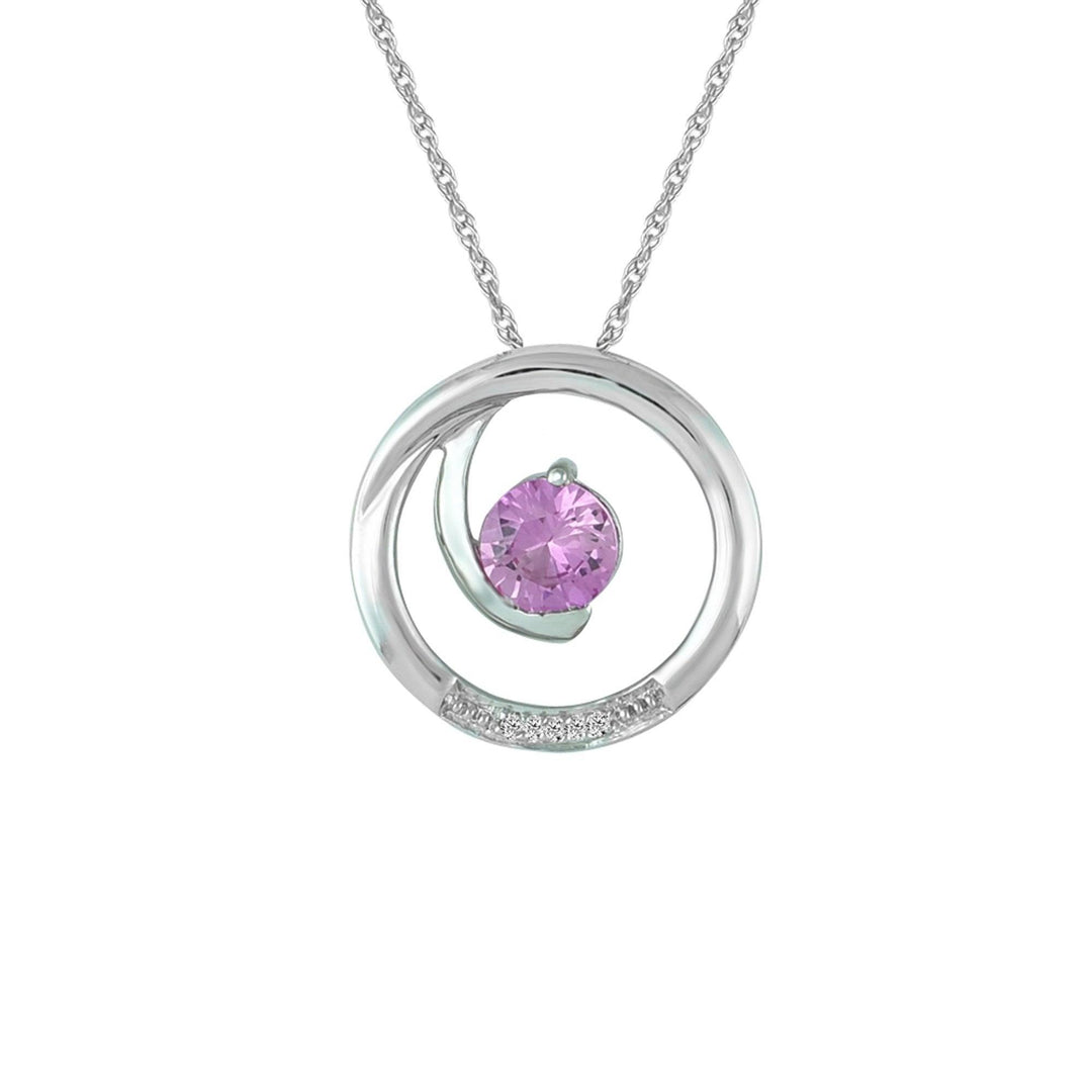 Created Pink Sapphire and Diamond Accent Fashion Pendant in 10K White Gold - jewelerize.com