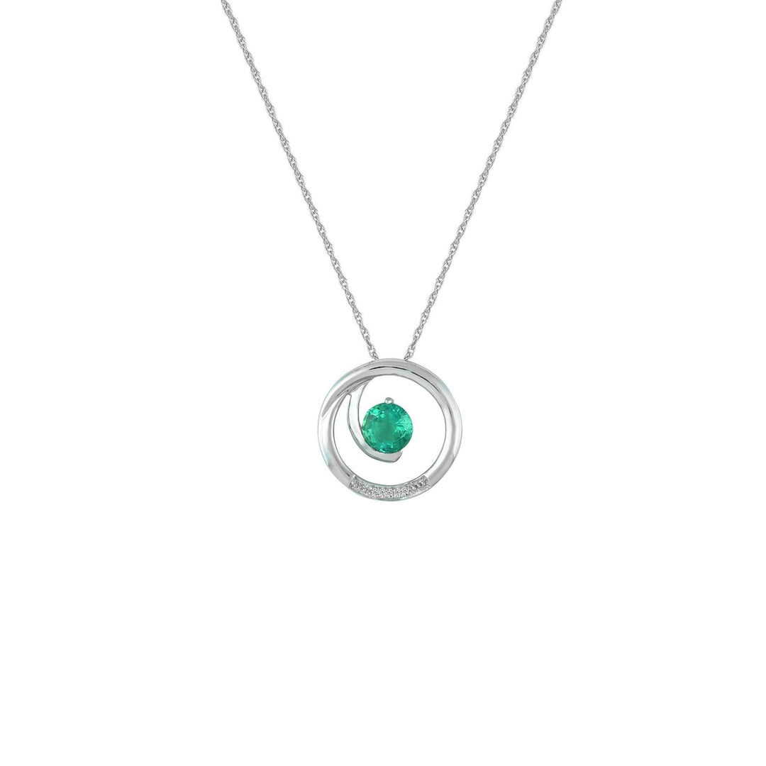 Created Emerald and Diamond Accent Fashion Pendant in 10K White Gold - jewelerize.com