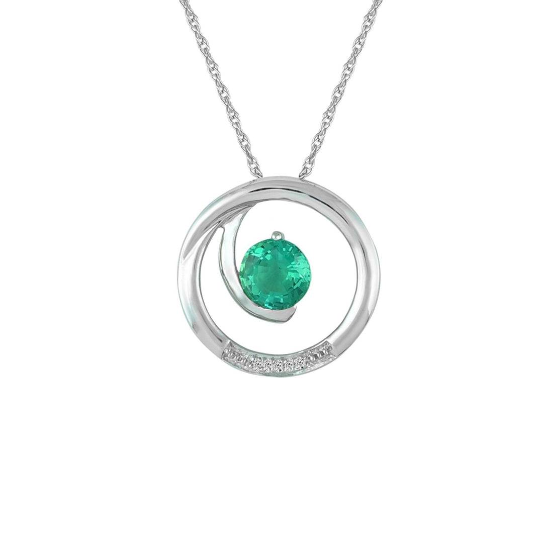 Created Emerald and Diamond Accent Fashion Pendant in 10K White Gold - jewelerize.com