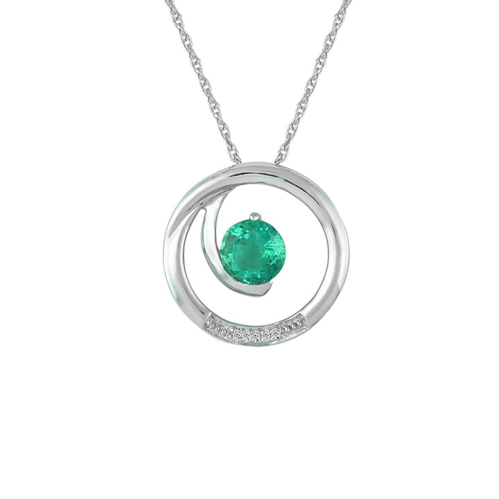 Created Emerald and Diamond Accent Fashion Pendant in 10K White Gold - jewelerize.com