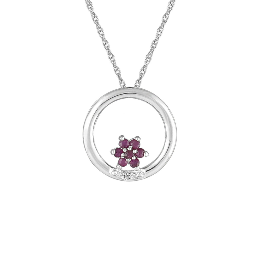 Ruby and Diamond Fashion Pendant in 10K White Gold - jewelerize.com