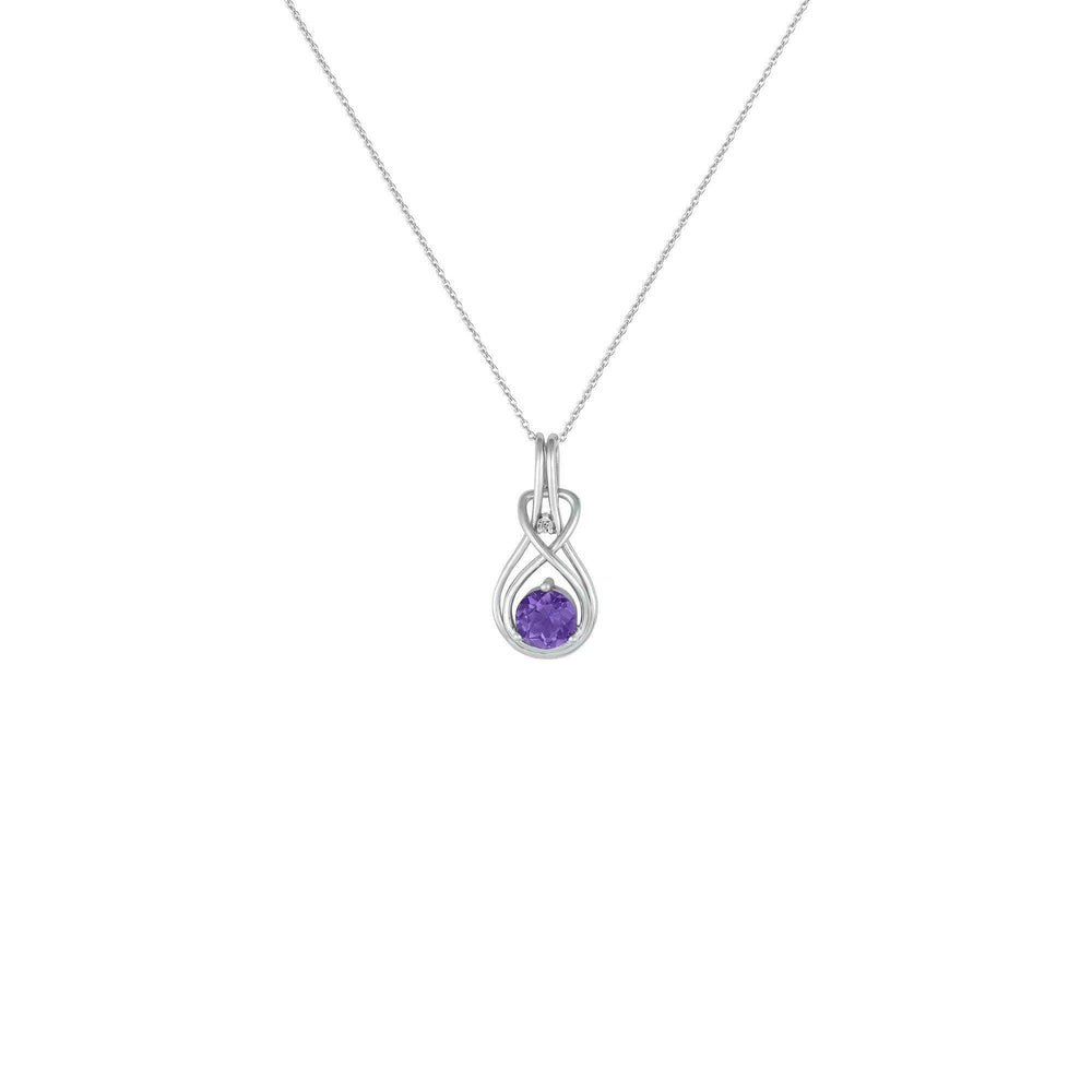 Amethyst Necklace - Amethyst & Diamond Twist Pendant in Silver - jewelerize.com