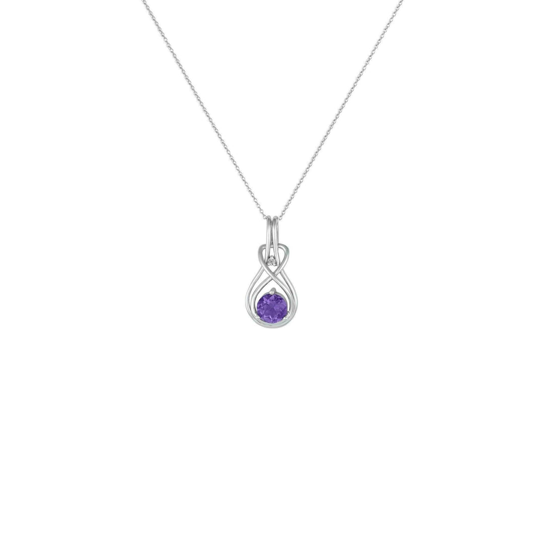 Amethyst Necklace - Amethyst & Diamond Twist Pendant in Silver - jewelerize.com