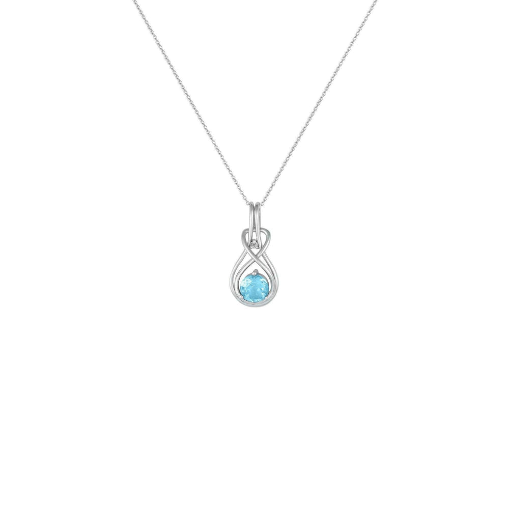 Blue Topaz Necklace - Blue Topaz & Diamond Twist Pendant in Silver - jewelerize.com