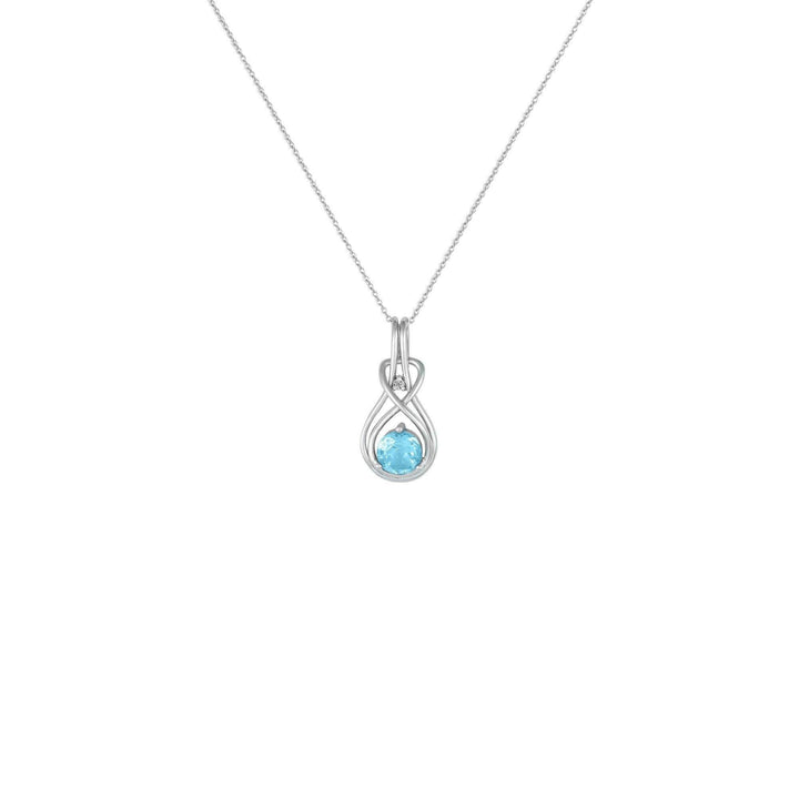 Blue Topaz Necklace - Blue Topaz & Diamond Twist Pendant in Silver - jewelerize.com